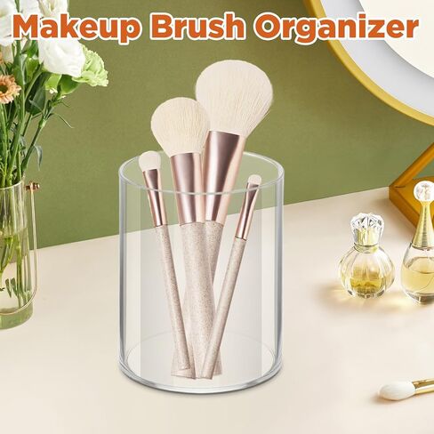 6 Pack Clear Plastic Pen Holder Cylinder Container, Round Pencil Holder for Desk Pen Cups for Utensil Makeup Brush, Clear Stationery Organizer for School Home Supplies Office Desk Accessories in Saudi Arabia