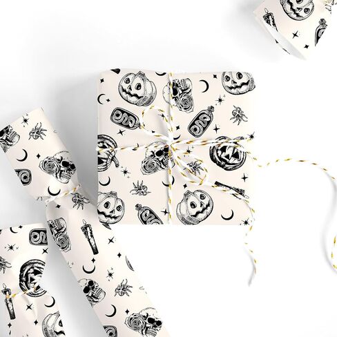 Whaline Halloween Paper Paper -Mini Roll- 17 in x 32.8 ft beige beige skull pumper fiper paper paper for alloween jet upplies in Saudi Arabia