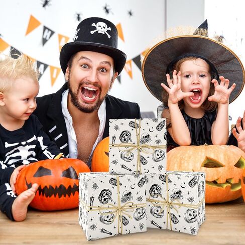 Whaline Halloween Paper Paper -Mini Roll- 17 in x 32.8 ft beige beige skull pumper fiper paper paper for alloween jet upplies in Saudi Arabia