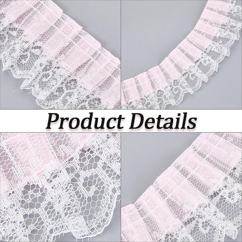 Gorgecraft 10 ياردة مطوية organza الدانتيا تقليم طبقة مزدوجة تجميع الشريط حافة الدانتيل 2 بوصة عرض تول شبكية تول الشبكات زركشة متزايدة لثوب الزفاف المطرز بالخياطة الحرف الأسود in Saudi Arabia