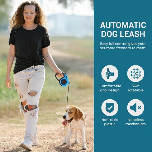 VibingVault Premium Retractable Dog Leash Rope - One Touch Control Dog Leashes with Adjustable Length and 360° Rotating Buckle - Dog Leash for Small to Medium Pets (Up to 22/33 lbs) - 10 FEET, Pink in Kuwait