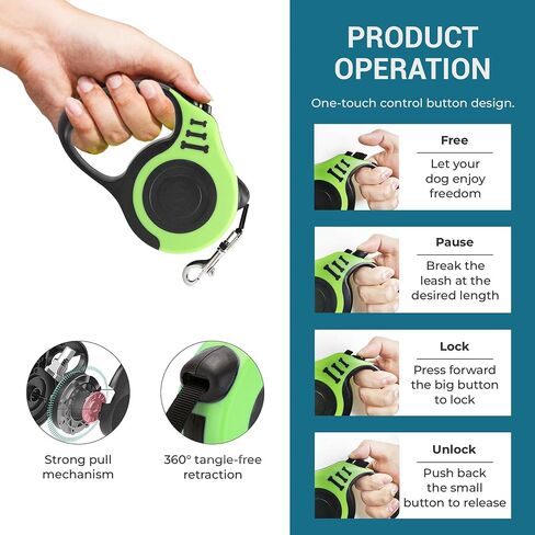 VibingVault Premium Retractable Dog Leash Rope - One Touch Control Dog Leashes with Adjustable Length and 360° Rotating Buckle - Dog Leash for Small to Medium Pets (Up to 22/33 lbs) - 10 FEET, Pink in Kuwait