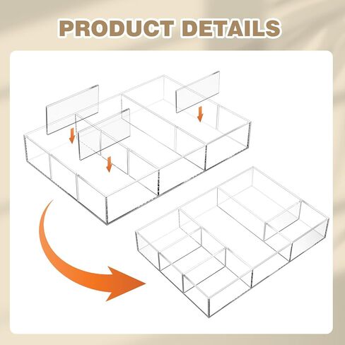 4 Pack Desk Drawer Organizer Set 3 Size Clear Acrylic Drawer Organizer Trays and Storage Dividers Office Accessories for Pen Makeup Silverware Office Bathroom in Saudi Arabia