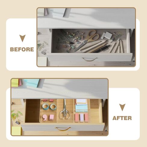 4 Pack Desk Drawer Organizer Set 3 Size Clear Acrylic Drawer Organizer Trays and Storage Dividers Office Accessories for Pen Makeup Silverware Office Bathroom in Saudi Arabia