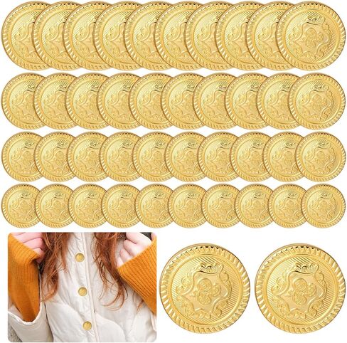 40Pcs Gold Buttons for Blazer - Vintage Brass Shank Buttons for Mens Clothes Jeans Jacket Sport Coat - 4 Size (15/18/21/25MM) in Saudi Arabia