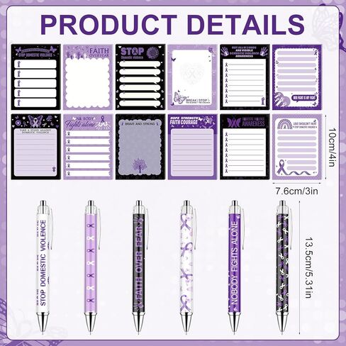 48 يضع العنف المنزلي الوعي ملاحظات لزجة الأرجواني التوعية الشريط الأرجواني بالهدايا الهدايا الشجاعة in Kuwait