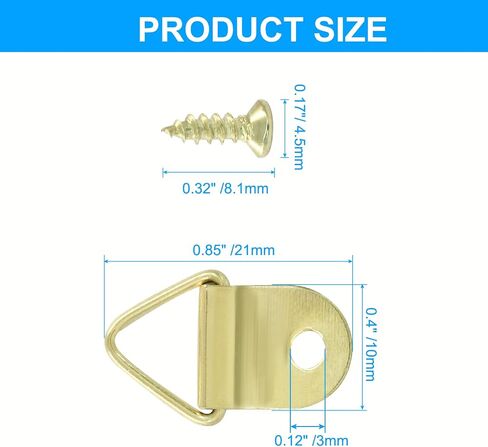 Hordion 100pcs Triangle D Ring Picture Hangers, Heavy Duty Single Hole Picture Frame Hanger for Hanging Photo Paintings Artwork Mirror Clock, Black in Saudi Arabia
