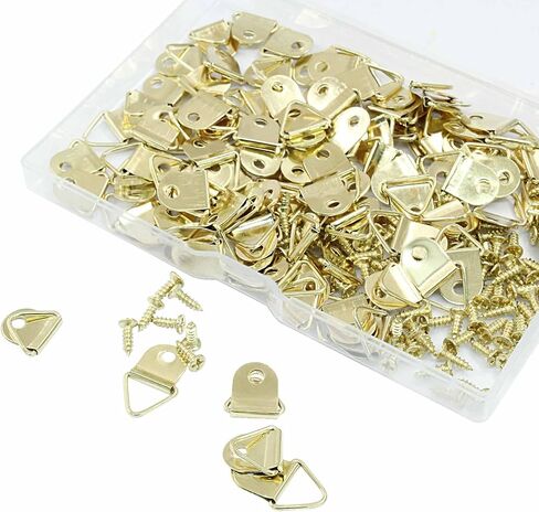 Hordion 100pcs Triangle D Ring Picture Hangers, Heavy Duty Single Hole Picture Frame Hanger for Hanging Photo Paintings Artwork Mirror Clock, Black in Saudi Arabia