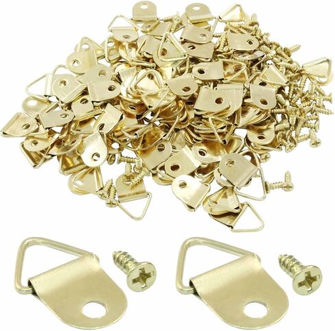 Hordion 100pcs Triangle D Ring Picture Hangers, Heavy Duty Single Hole Picture Frame Hanger for Hanging Photo Paintings Artwork Mirror Clock, Black in Saudi Arabia