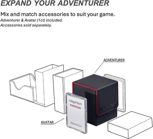 Adventurer [Hero] Modular Deck Box - يحمل 99 بطاقة مزدوجة الأجنحة - يشمل حامل الصورة الرمزية - التصميم المتشدد للغاية ، القابل للتوسيع - MTG Commander/EDH & More - Black/Green in Kuwait
