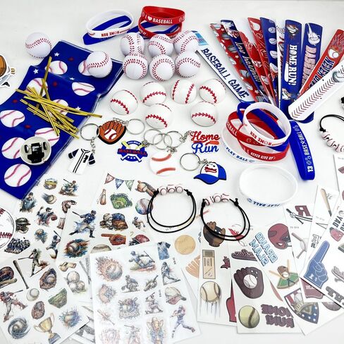 حفلات بيسبول حفلات ، 206pcs حقائب جيدة للبيسبول مع كرات الإجهاد المصغرة ، سلاسل المفاتيح ، الوشم ، ملصقات لزخارف البيسبول لحفلات عيد ميلاد الرياضة ، مكافأة الفصل الدراسي ، أحداث الأطفال in Saudi Arabia