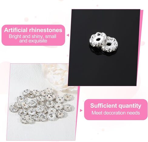 100 PCS 12mm Silver Diamond Beads Spacer for Pens Making Bulk Rondelle Rhinestone Spacer Beads Beadable Wave Crystal Bead for Bracelet Making Making in Kuwait