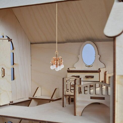 Alipis Dollhouse Miniature Ceiling Lamp, Mini Dollhouse Chandeliers Lamp Miniature Decoration LED Table Light Ceiling Lamp Battery Operated Light Dollhouse Accessories in Saudi Arabia