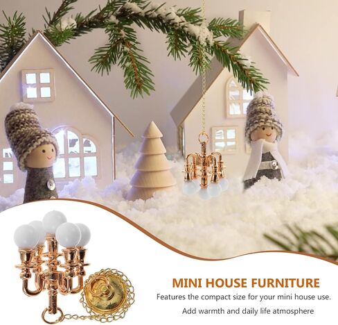 Alipis Dollhouse Miniature Ceiling Lamp, Mini Dollhouse Chandeliers Lamp Miniature Decoration LED Table Light Ceiling Lamp Battery Operated Light Dollhouse Accessories in Saudi Arabia