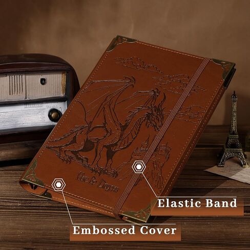 TIEFOSSI A5 Binder 6 Ring Notebook for Women Men, Hardcover PU Leather Journal, Dragon Vintage Journal for Boys, College Ruled Notebooks for School, Planner, Travel, Work, Organizer in Saudi Arabia