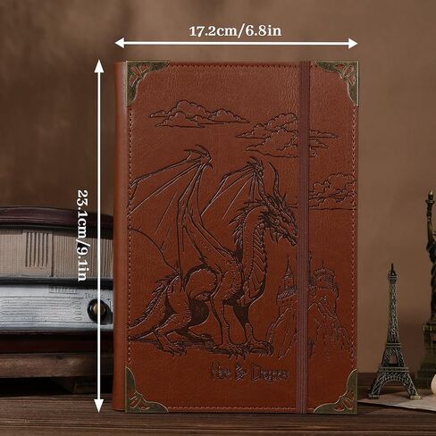 TIEFOSSI A5 Binder 6 Ring Notebook for Women Men, Hardcover PU Leather Journal, Dragon Vintage Journal for Boys, College Ruled Notebooks for School, Planner, Travel, Work, Organizer in Saudi Arabia