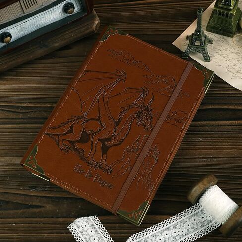 TIEFOSSI A5 Binder 6 Ring Notebook for Women Men, Hardcover PU Leather Journal, Dragon Vintage Journal for Boys, College Ruled Notebooks for School, Planner, Travel, Work, Organizer in Saudi Arabia