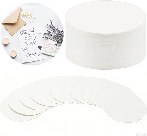 AmazingSpark 100 Pieces Round Blank Cards 300 GSM 3" Kraft Paper Cardstock Thick Paper Cutout Use for Painting Drawing, DIY Craft Projects, Homemade, Classroom Bulletin Board Decoration(White) in Saudi Arabia