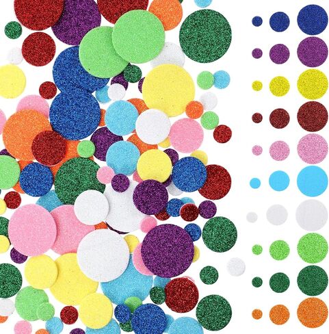 480 Pcs Round Foam Stickers, Colorful Glitter Self-Adhesive Round Dot Decals Foam Shapes Stickers Mini Glitter Wall Sticker Craft Supplies for Kids Craft, Scrapbooks, Greeting Cards, Home Decor in Saudi Arabia