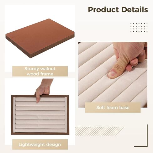 4 Pack ID Badge Tray Organizer (13.6 x 9.6 Inches), Wood Name Badge Tray Holder with Foam Base for Desk Office, Wooden Badge Display Case for ID Card Name Tag in Saudi Arabia