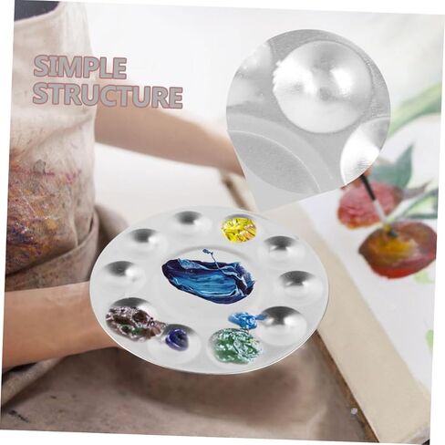 Lurrose 4-Piece Aluminum Paint Palette Set for Artists Suitable for Acrylic and Watercolor Round Mixing Tray Non-Stick Surface for DIY Craft Projects in Saudi Arabia