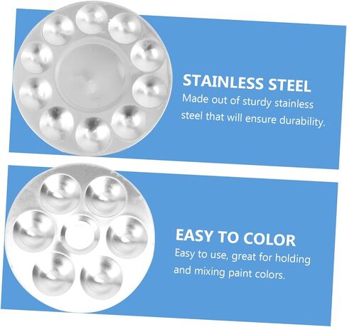 Lurrose 4-Piece Aluminum Paint Palette Set for Artists Suitable for Acrylic and Watercolor Round Mixing Tray Non-Stick Surface for DIY Craft Projects in Saudi Arabia