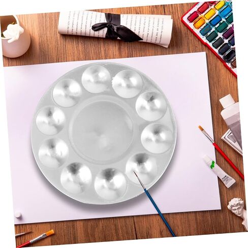 Lurrose 4-Piece Aluminum Paint Palette Set for Artists Suitable for Acrylic and Watercolor Round Mixing Tray Non-Stick Surface for DIY Craft Projects in Saudi Arabia