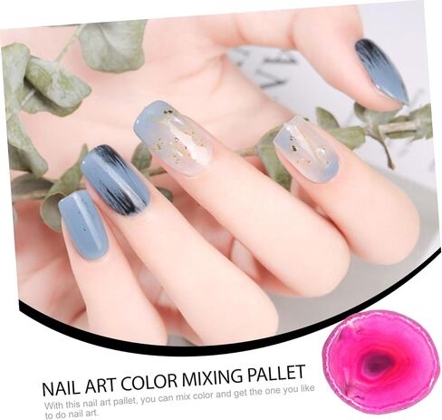 NoLitoy Natural Agate Round Round Nail Palette Blaett Traying Treshing for DIY Manicure Makeup Makeup Tools and Advicians in Kuwait