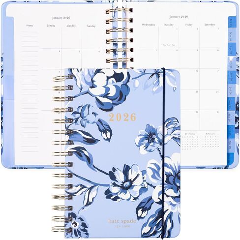 Kate Spade New York Daily Planner 2026 أجندة متوسطة يناير إلى ديسمبر 2026 ، مخطط دوامة أسبوعيًا وشهريًا مع ملصقات (زهرية) in Saudi Arabia