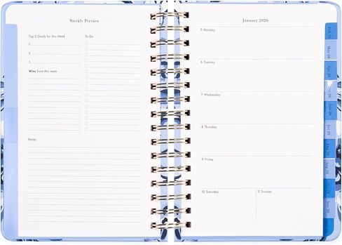 Kate Spade New York Daily Planner 2026 أجندة متوسطة يناير إلى ديسمبر 2026 ، مخطط دوامة أسبوعيًا وشهريًا مع ملصقات (زهرية) in Saudi Arabia