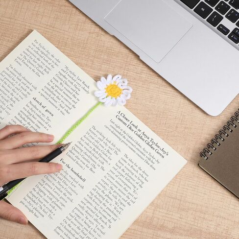 6Pcs Crochet Flower Bookmarks, Personalized Handmade Bookmark for Women Book Lovers Sunflower Daisy Floral Book Marker Knitted Page Holder in Saudi Arabia