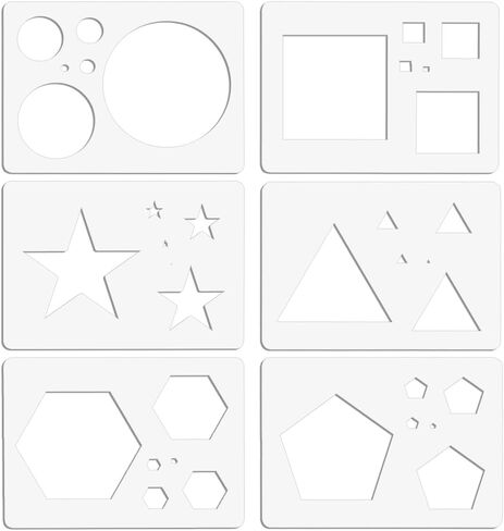 BENECREAT 6 Styles Acrylic Geometric Painting Stencil Templates, 6.7x4.7Inch Clear Geometric Drawing Templates for Painting, Drawing, Spraying, 3mm Thick in Saudi Arabia