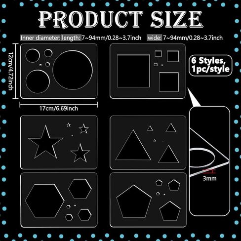 BENECREAT 6 Styles Acrylic Geometric Painting Stencil Templates, 6.7x4.7Inch Clear Geometric Drawing Templates for Painting, Drawing, Spraying, 3mm Thick in Saudi Arabia
