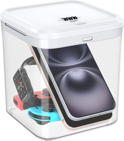 ySky Lockable Storage Box with Combination Code - Secure Medicine Safe, Phone Jail & Snack Container for Refrigerator, Home, Office- Durable Multi-Purpose Lock Box(White) in Saudi Arabia