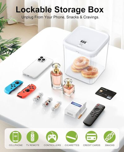 ySky Lockable Storage Box with Combination Code - Secure Medicine Safe, Phone Jail & Snack Container for Refrigerator, Home, Office- Durable Multi-Purpose Lock Box(White) in Saudi Arabia