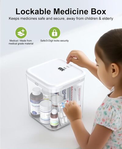 ySky Lockable Storage Box with Combination Code - Secure Medicine Safe, Phone Jail & Snack Container for Refrigerator, Home, Office- Durable Multi-Purpose Lock Box(White) in Saudi Arabia