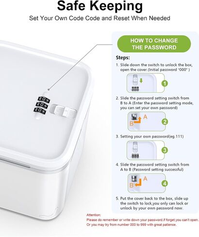 ySky Lockable Storage Box with Combination Code - Secure Medicine Safe, Phone Jail & Snack Container for Refrigerator, Home, Office- Durable Multi-Purpose Lock Box(White) in Saudi Arabia