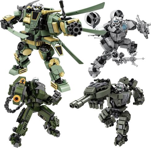 تحويل مجموعة لبنات البناء الروبوت الميكانيكية ، 4 أنواع من تدمير City City Mecha Figure مع الأسلحة ، هدية روبوتات إبداعية رائعة للبنين المراهقين (1448 جهاز كمبيوتر) in Saudi Arabia