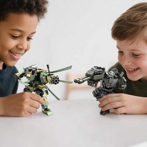 تحويل مجموعة لبنات البناء الروبوت الميكانيكية ، 4 أنواع من تدمير City City Mecha Figure مع الأسلحة ، هدية روبوتات إبداعية رائعة للبنين المراهقين (1448 جهاز كمبيوتر) in Kuwait
