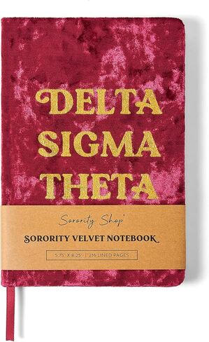 متجر نادي نسائي DST Velvet Notebook - دفتر دلتا سيغما ثيتا مع غطاء مخملي ، بصمة رقائق الذهب ، شريط ساتين ، 216 صفحة مبطنة - مجلة منظمتنا ، دلتا سيغما ثيتا هدية نسوية in Saudi Arabia