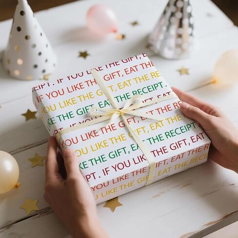 RUSPEPA Funny Wrapping Paper Roll for Men Women, Mini Roll, WARNING SH*T PRESENT INSIDE Yellow Sign Design, Prank Gift Wrap for White Elephant, Birthday and Gag Gifts, 17 Inches x 16.4 Feet in Saudi Arabia
