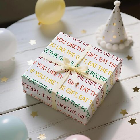 RUSPEPA Funny Wrapping Paper Roll for Men Women, Mini Roll, WARNING SH*T PRESENT INSIDE Yellow Sign Design, Prank Gift Wrap for White Elephant, Birthday and Gag Gifts, 17 Inches x 16.4 Feet in Saudi Arabia