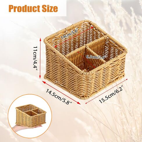 BTSKY 3 Slots Natural Woven Remote Control Holder for Desk Rattan Media TV Caddy Storage Holder Office Supply Storage Rack Desk Accessories Organizer For Living Room Bedroom Countertop, Dark Brown in Saudi Arabia