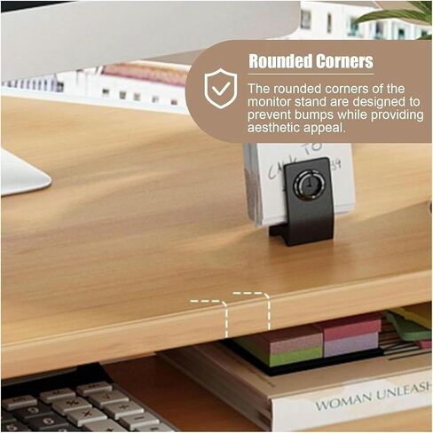 Triangle Monitor Stand Riser, Corner Monitor Stand with 2 Tiers Storage, Triangular Computer Screen Riser(Natural) in Saudi Arabia