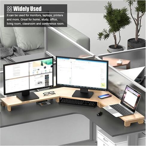 Corner Computer Monitor Stand Riser, Corner Monitor Stand Office Laptop Risers for 3 Monitors, Ergonomic Corner Storage Rack in Saudi Arabia