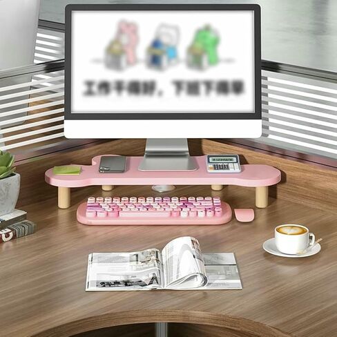 Corner Monitor Stand for Office, Wood Computer Laptop Risers Save Space, Ergonomic Triangular Monitors Storage Shelf in Saudi Arabia
