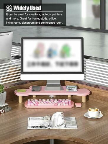 Corner Monitor Stand for Office, Wood Computer Laptop Risers Save Space, Ergonomic Triangular Monitors Storage Shelf in Saudi Arabia