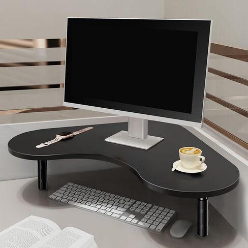 Computer Corner Monitor Stand Adjustable, Triangle Desk Monitor Riser Screen Holder, Easy to Assemble Monitor Lifting Shelf for Laptop TV (Color : Black) in Saudi Arabia