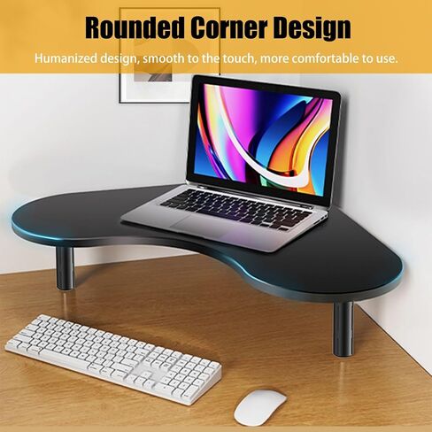Computer Corner Monitor Stand Adjustable, Triangle Desk Monitor Riser Screen Holder, Easy to Assemble Monitor Lifting Shelf for Laptop TV (Color : Black) in Saudi Arabia