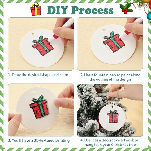AmazingSpark 64 Pcs Christmas Magic Foam Texture Painting Kit 36 Pcs Foam Texture Paper 24 Colors Markers 3D Effect DIY Blank Christmas Tree Ornaments to Paint for Crafts Home Hanging (Classic) in Saudi Arabia